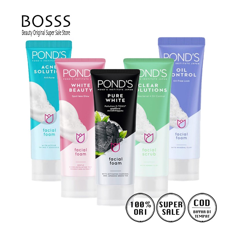 Jual POND'S Facial Foam Ponds Facial Scrub Acne Solution White