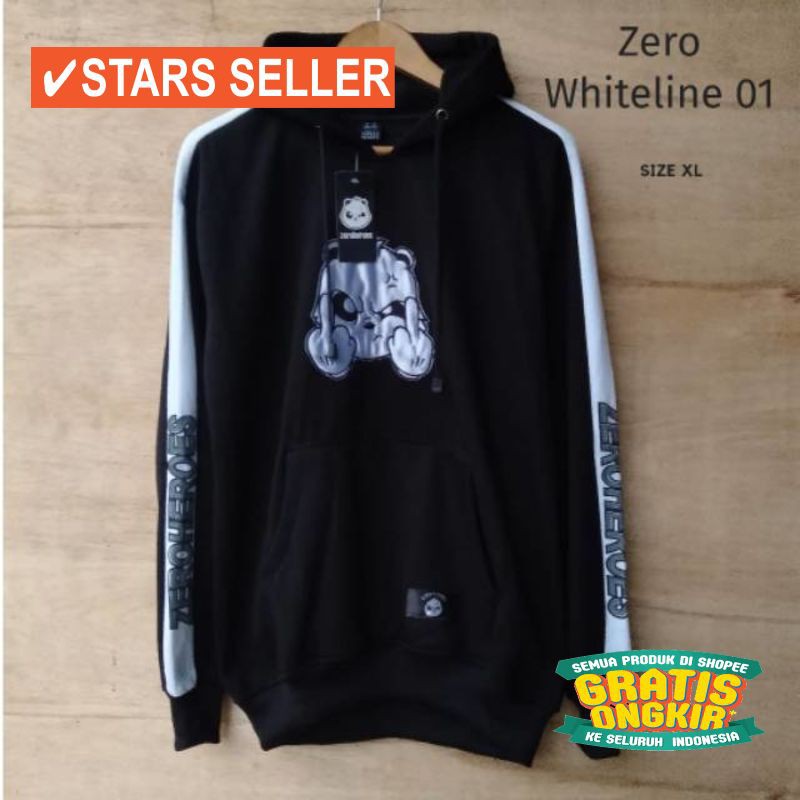 JAKET TERBARU PRIA WANITA FLACEE  BB BM DC / Jaket Panda Zerohero Hoodie Panda List Putih Bahan