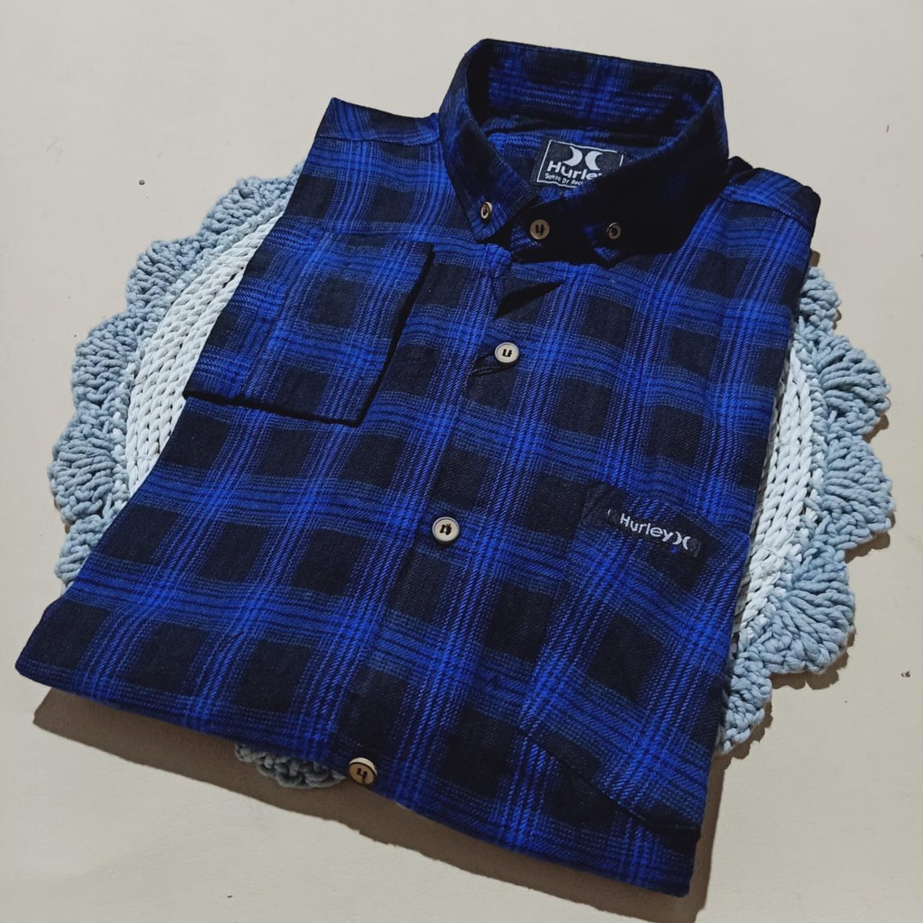 Kemeja Flanel Hitam Biru / Kemeja Flanel Cowok / Kemeja Pria Flanel Slimfit / Kemeja Flanel Premium