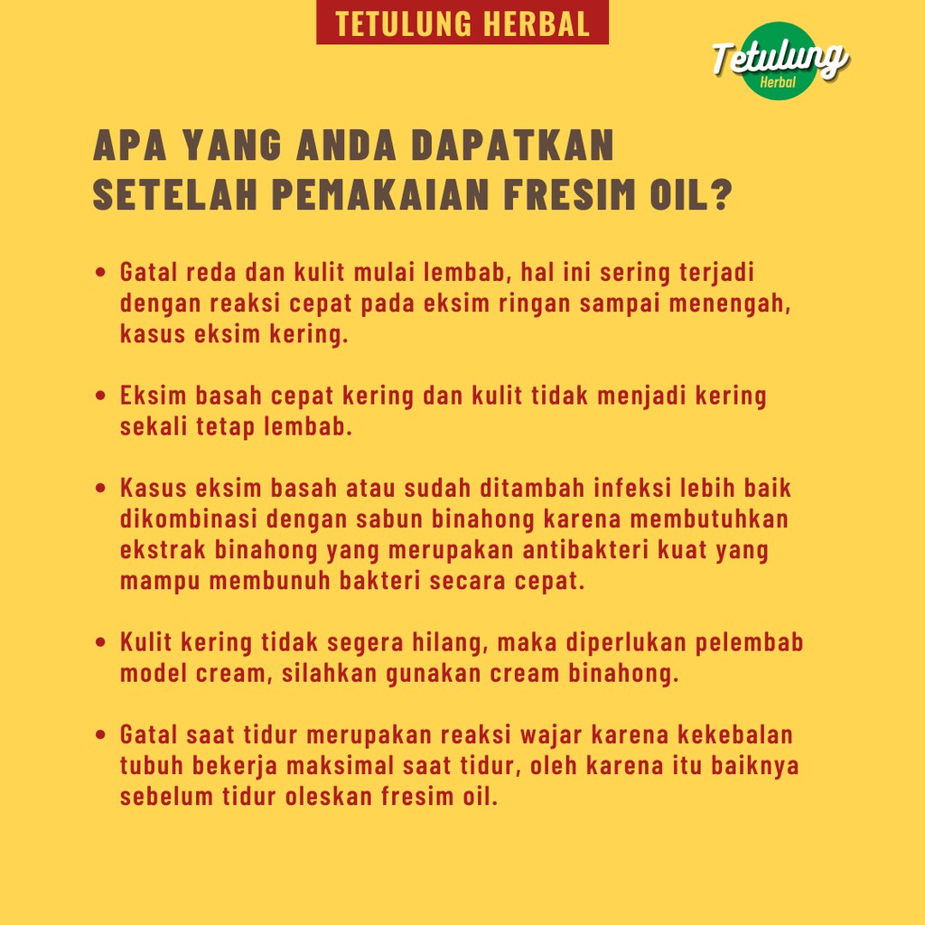 Tetulung Fresim Oil Binahong - Obat Gatal Eksim Kering &amp; Basah