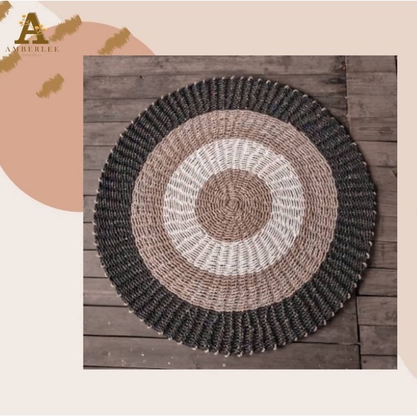 Rug Anyaman Seagrass 100cm / Karpet Aesthetic / Karpet Anyaman / Karpet Bulat