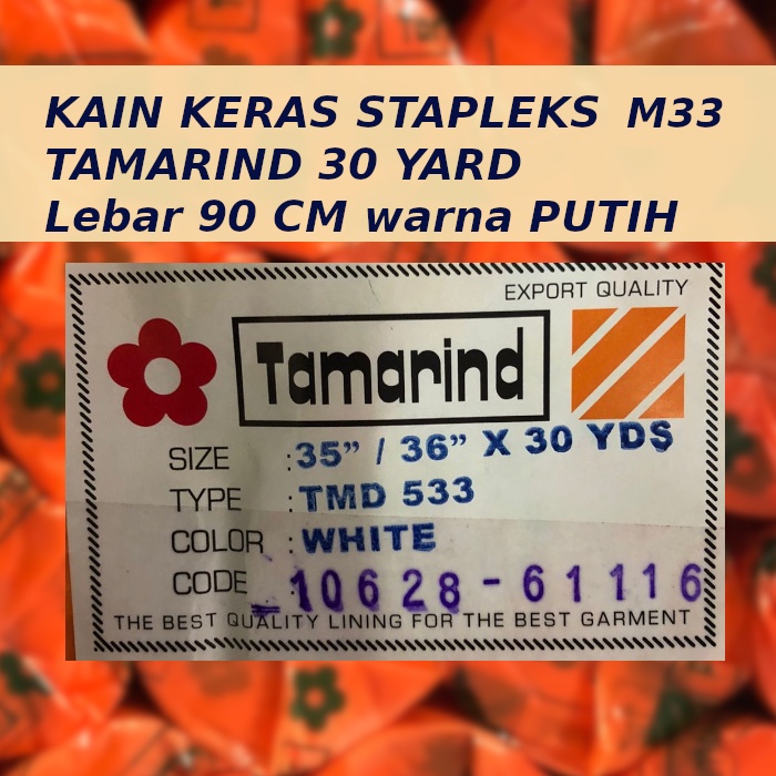 Kain Keras Interlining M33 m 33 Tamarind Stapleks Staplex grosir Per Roll