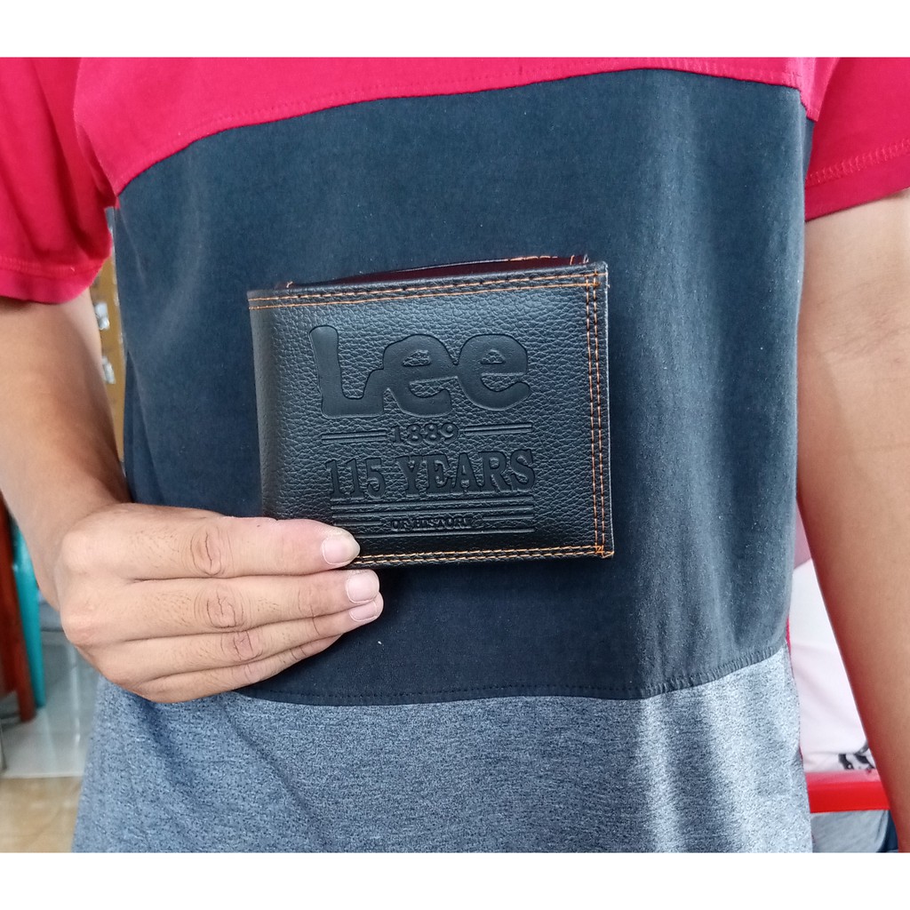 Dompet Lipat Pria Warna Hitam Bahan Kulit Sintetis