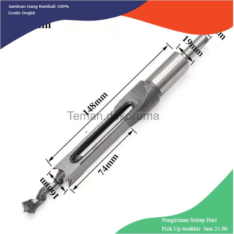 TD-DFA JUSTINLAU Mata Bor Putar Pahat Mortising Bobok Kayu HSS 16mm - FKDB16