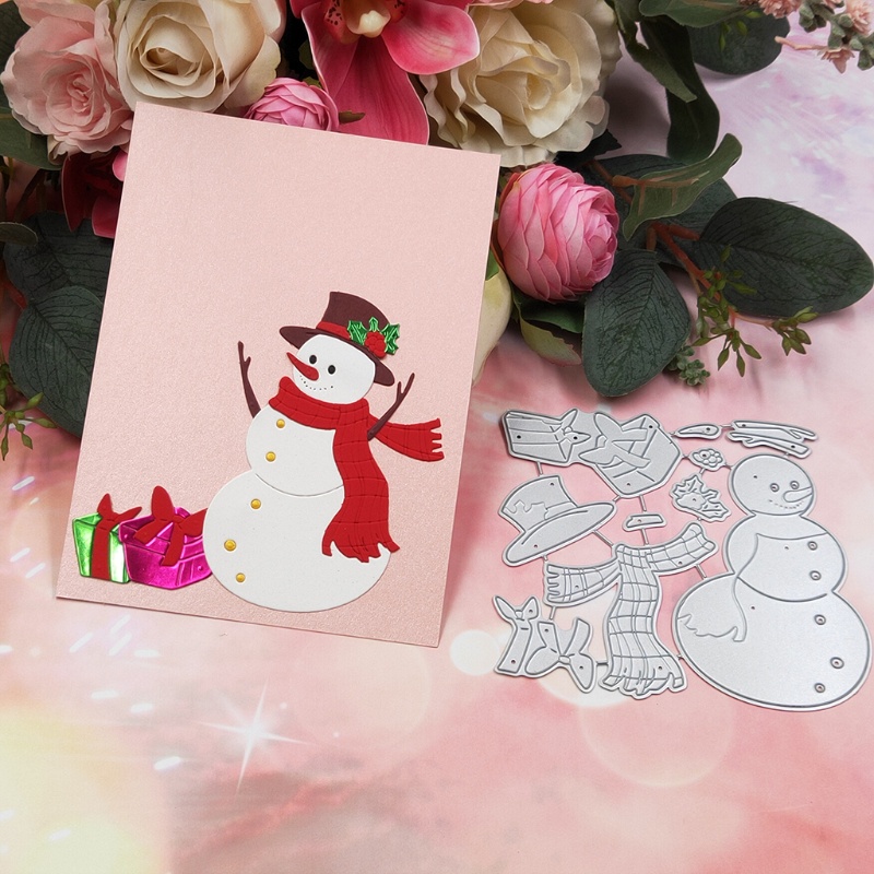 Cetakan Stensil Cutting Dies Motif Snowman Natal Bahan Metal Untuk Scrapbook / Craft DIY / Dekor