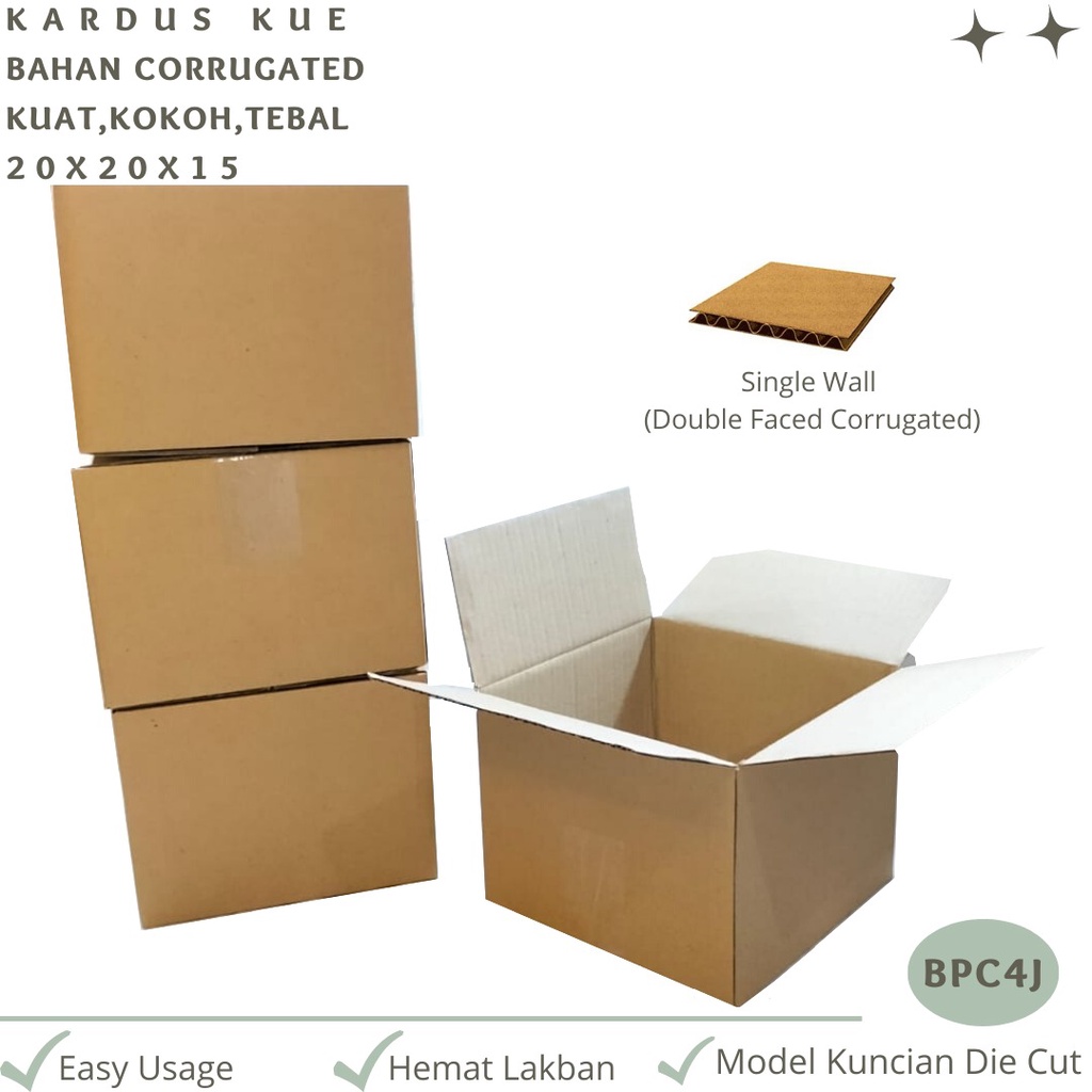 Kardus Packing 20X20X15 Corrugated Die Cut E-flute (BPC4J)