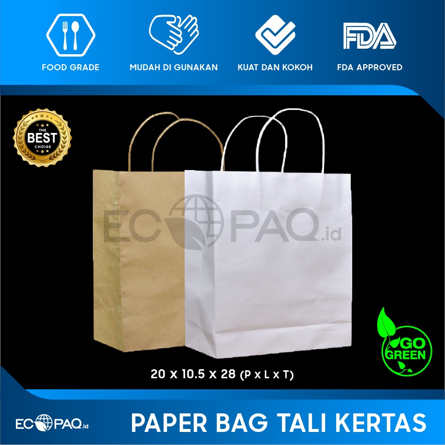

Paper Bag Kue - Paperbag Polos - PUTIH - 20x10,5x28 cm (20 pcs)