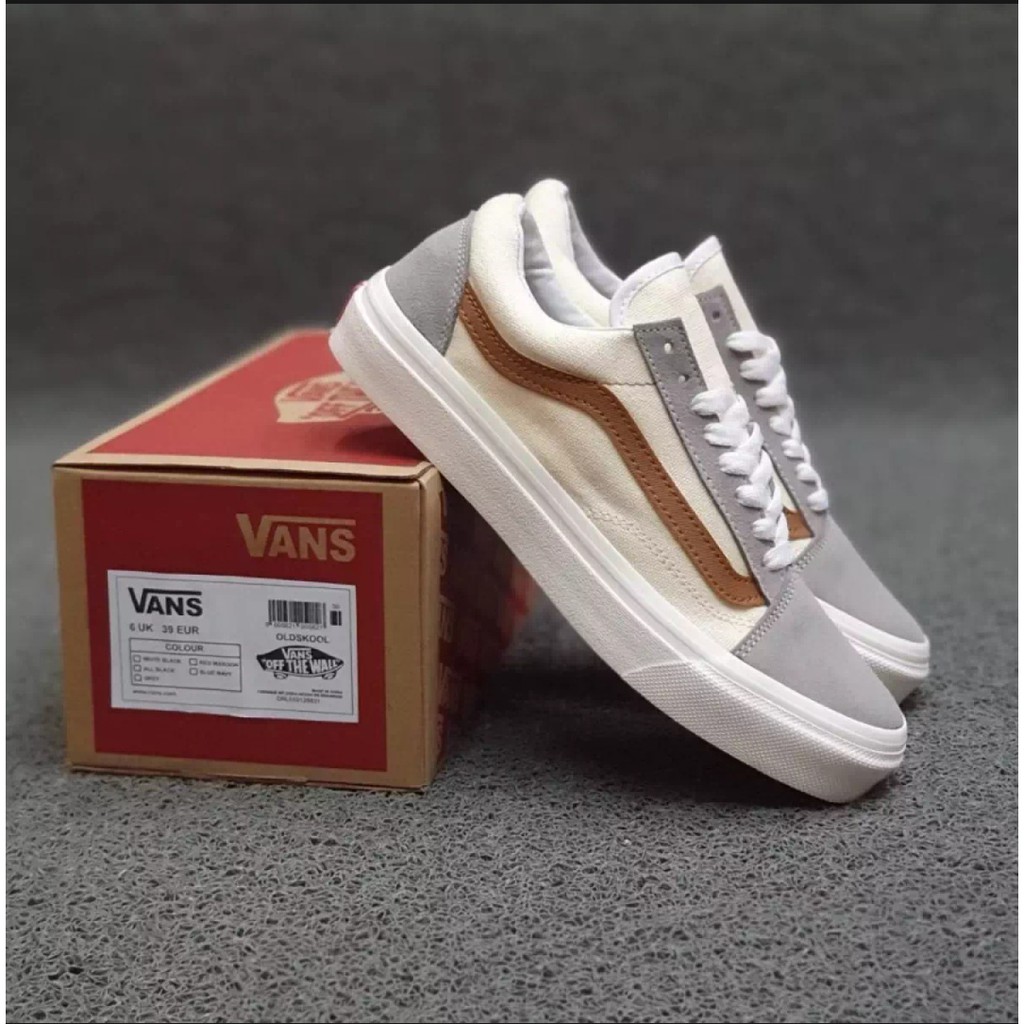 SEPATU VAN Oskuld VINTAGE CREAM LIST TAN PREMIUM UNISEX BNIB