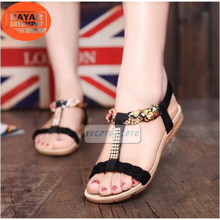 Peter Keiza 36 37 38 39 40 Sepatu Flat Pesta Wanita Glamor Teplek IE237 Sandal Flat Kepang Mr.26 Hi