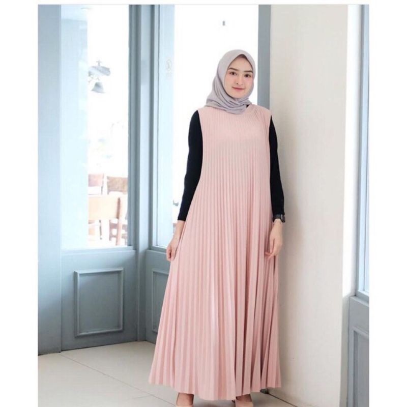 DRESS PlISKET / TANPA LENGAN/LONG DRES