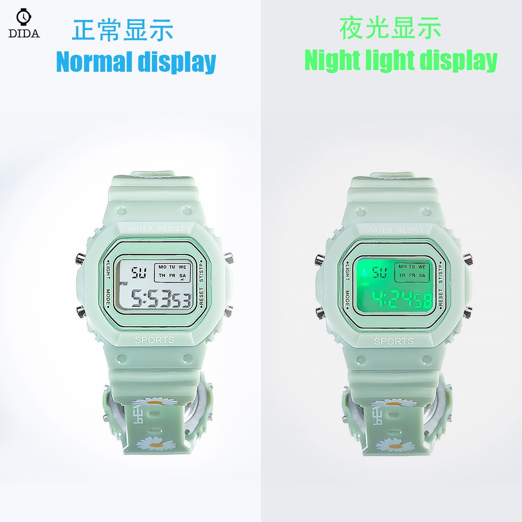 COD✔Jam Tangan Elektronik Motif Bunga Daisy Kecil Anti Air Untuk Wanita Jam Tangan Motif Bunga-3