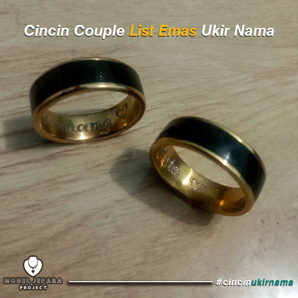 CINCIN COUPLE TITANIUM LIST EMAS UKIR NAMA HARGA TERJANGKAU