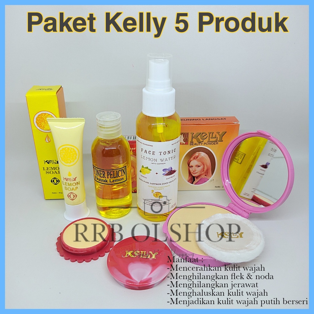 Paket Kelly 3in1 Plus Toner Ekstrak Lemon & Spray Saffron - Pearl Cream Kelly 5gr + Kelly Lemon Soap