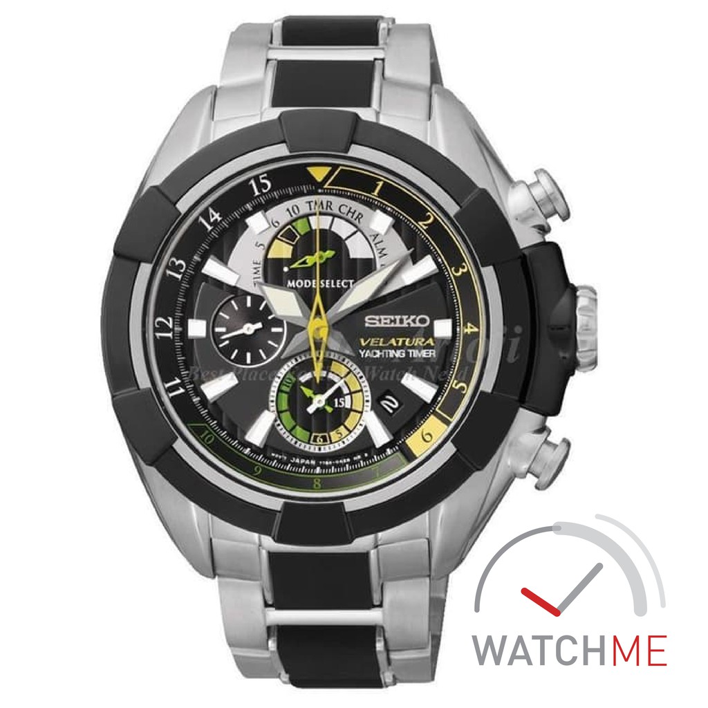 Seiko Velatura SPC147P1 Yatching Timer Chronograph Black Dial 100m Stainless Steel Original Garansi