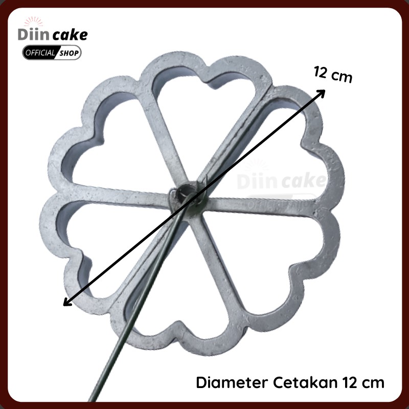 Cetakan Kue Kembang Goyang Bentuk Bunga Jumbo Diameter 12 cm Alumunium Anti Lengket