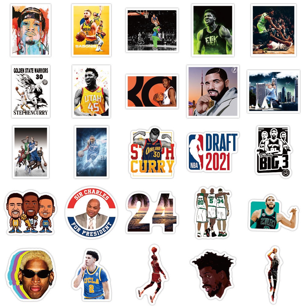 NBA stiker bintang Zhang Harden James Owen Kobe stiker kartun ins tangan akun bagasi Piala stiker