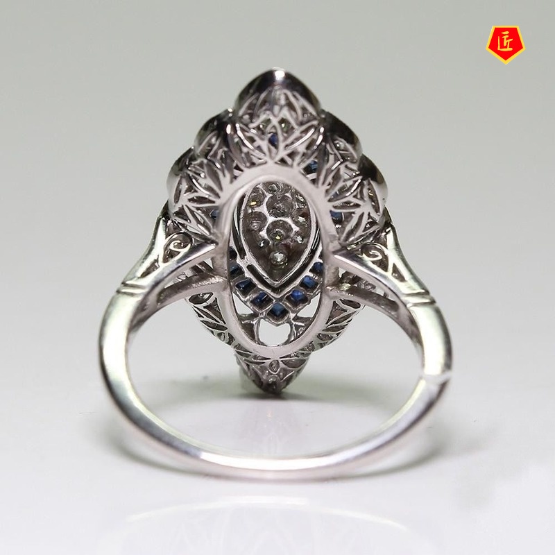 [Ready Stock]Inlaid Topaz Sapphire Ring Fashion