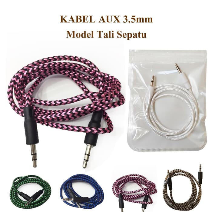 COD ✅ Kabel Jack AUX 3.5 mm Audio Motif Tali Sepatu Kabel Mp3 Player Musik Smartphone