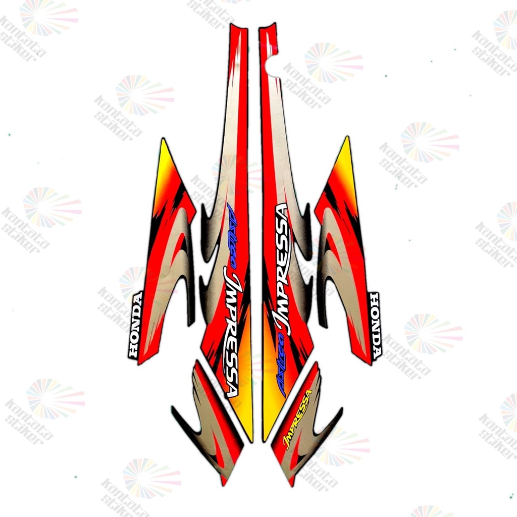 Striping Stiker motor honda impressa 2000 merah