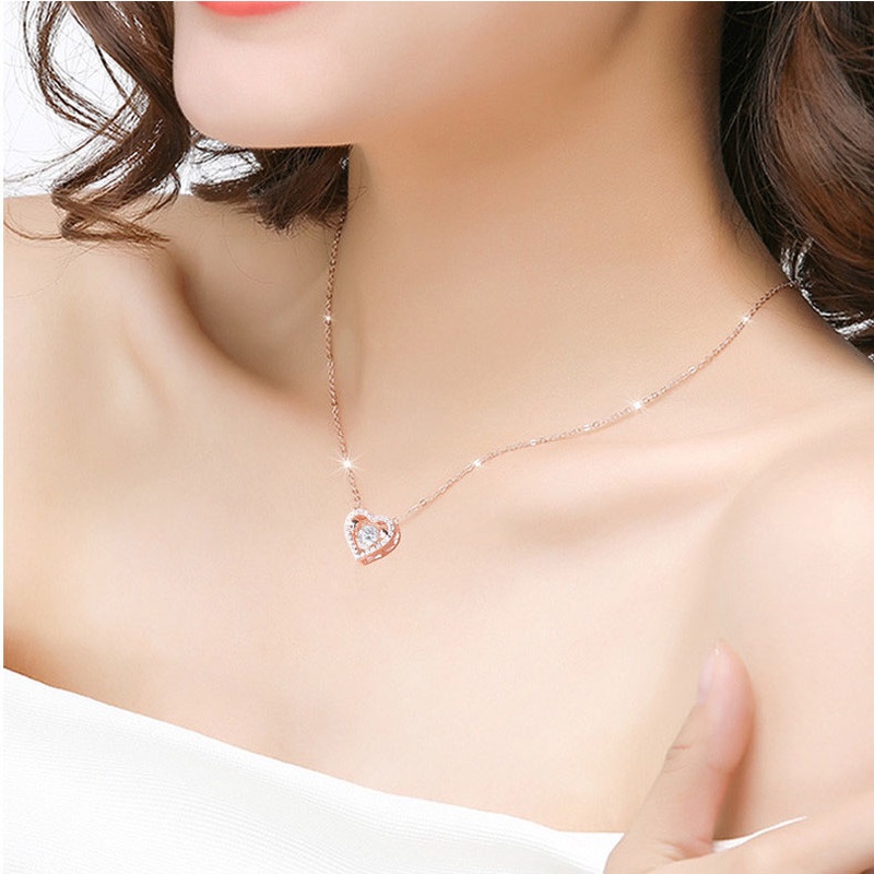 [Ready Stock]Fashion Personality Love Diamond Pendant Necklace