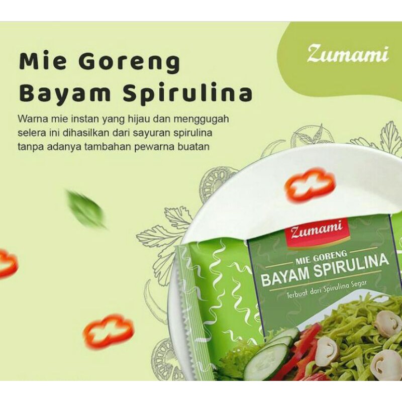 

Mie Bayam Spirulina (80gr)+bumbu/ NON MSG/ mie sehat/ mie organik /Zumami