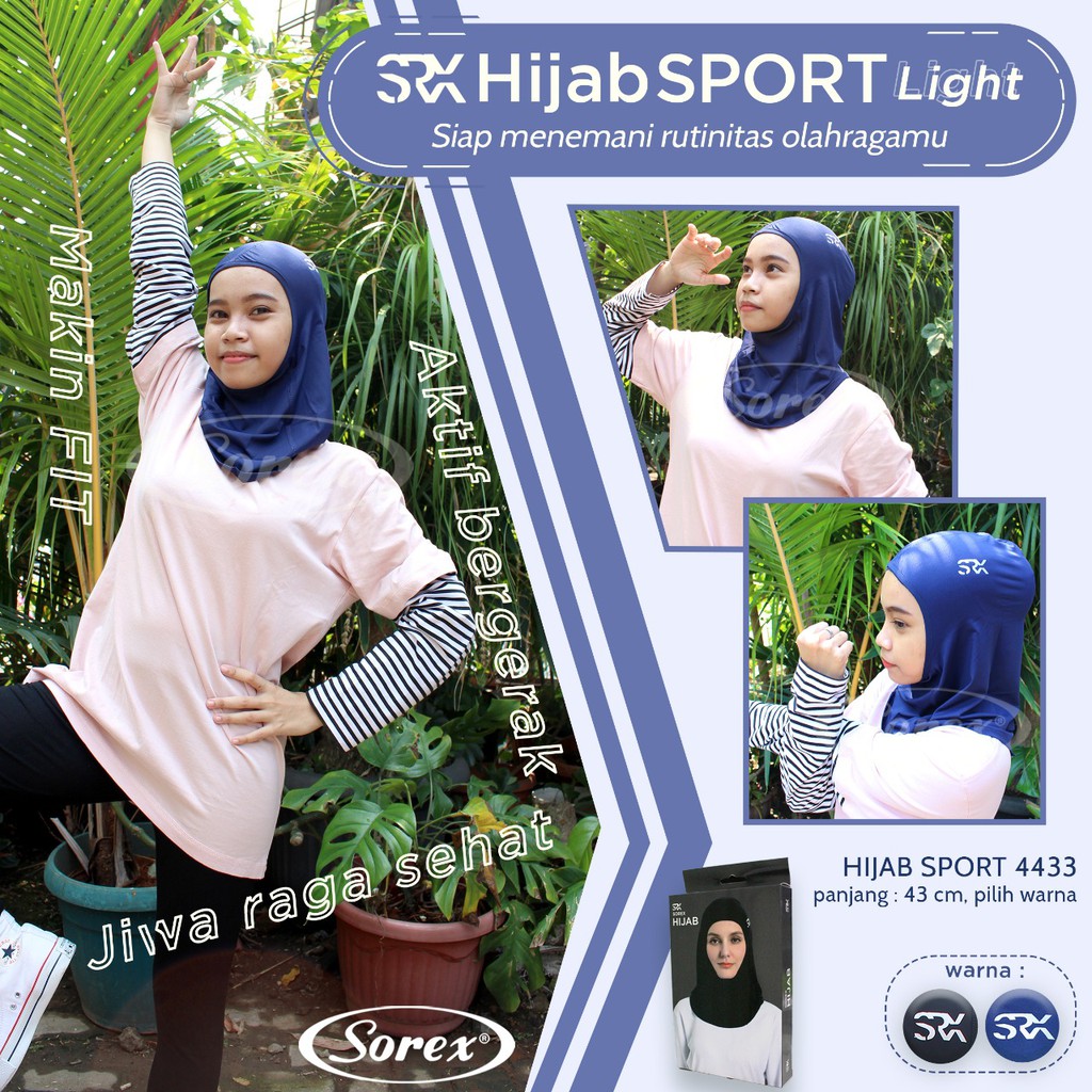 Hijab Sport SRX by Sorex 4433 Light Quick Dry | Hijab Olah Raga Fitness Senam Gym |jcx