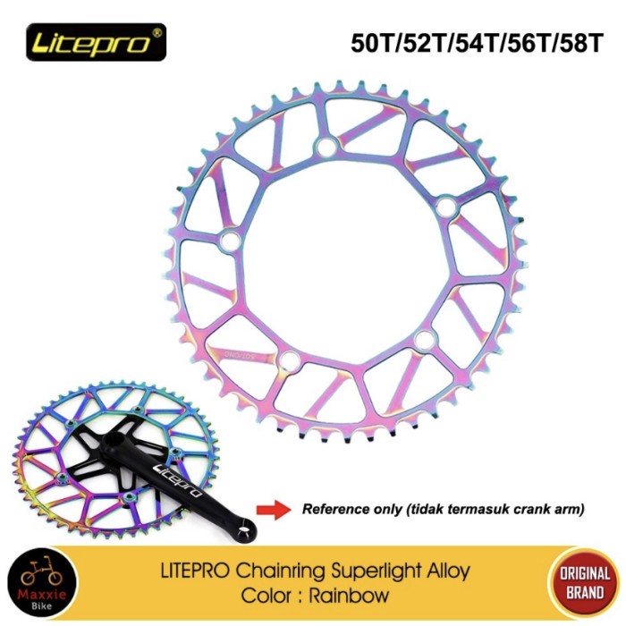 Chainring Litepro Rainbow Hollow 50T 52T 54T 56T 58T BCD130Narrow wide