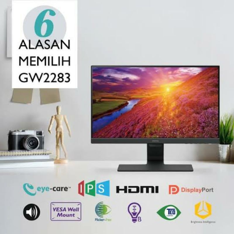 Monitor BenQ GW2283 IPS Eye care FHD +speaker 22inch led garansi resmi