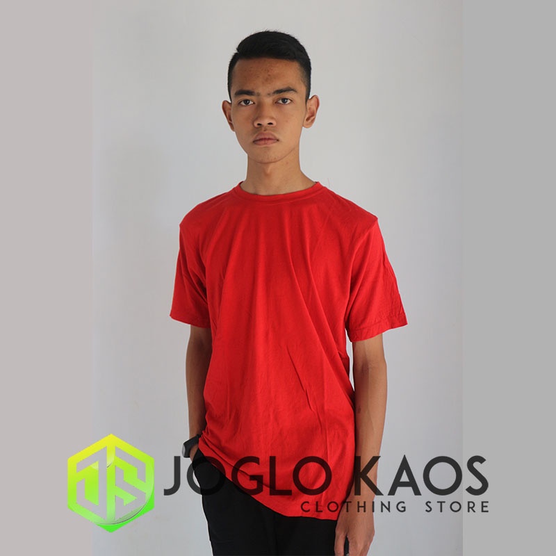 Baju Kaos Polos Premium Merah Cabe Pria Wanita Cotton Combed 30s Dewasa Joglo Kaos
