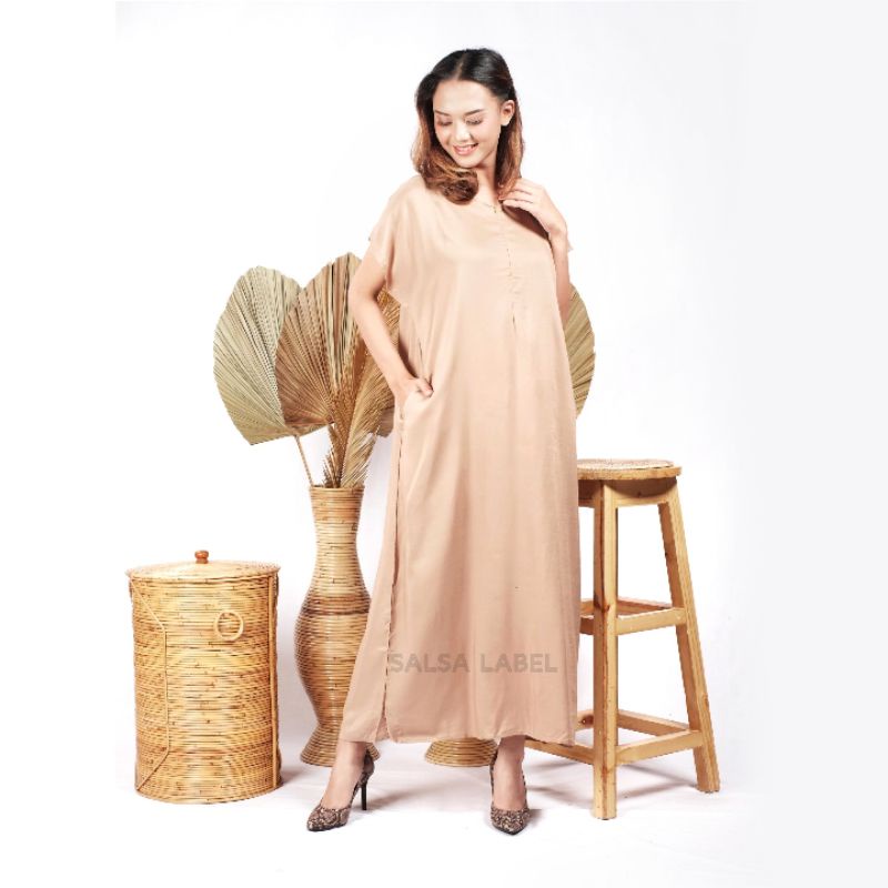 daster long semata kaki, daster panjang viral kekinian, daster rayon busui terlaris-Long polos (Mocca)