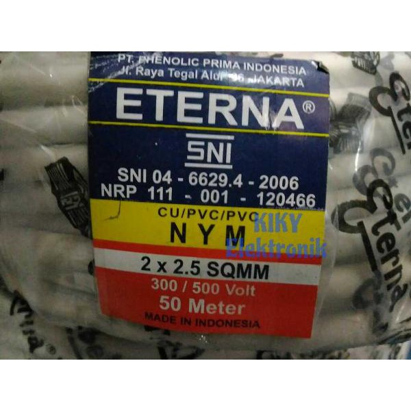 KABEL ETERNA nym 2x2.5 kawat isi 2 roll 50meter 50m SNI eterna