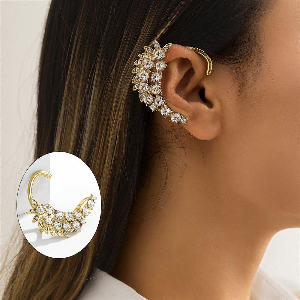 Lily Rhinestones Ear Cuff Perhiasan Pesta Anting Geometris