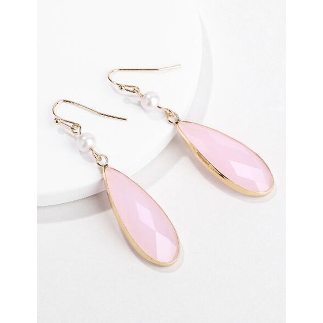 LRC Anting Gantung Fashion Waterdrop Shape Decorated Earrings