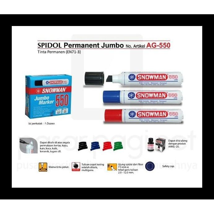 

BARU SNOWMAN SPIDOL PERMANENT JUMBO AG-550 PAKET ALAT TULIS MURAH TERLENGKAP