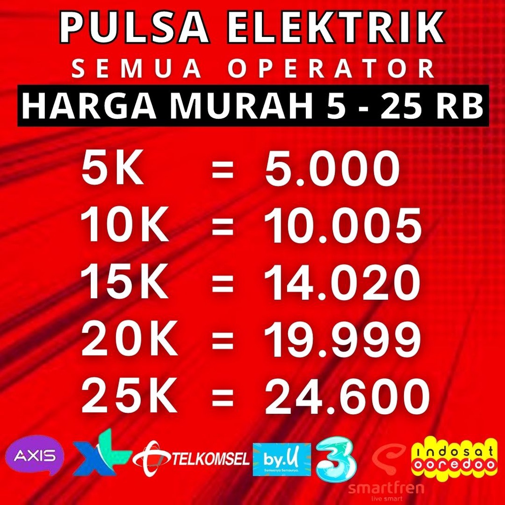 PULSA REGULER ALL OPERATOR 5000 - 25.000 TERMURAH
