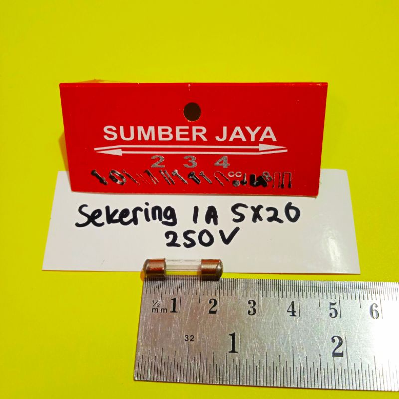 SEKERING TABUNG 1AMPERE ISI 10 UKURAN 5 x 20/ FUSE TUBE/ BOTOL 1A TERMURAH