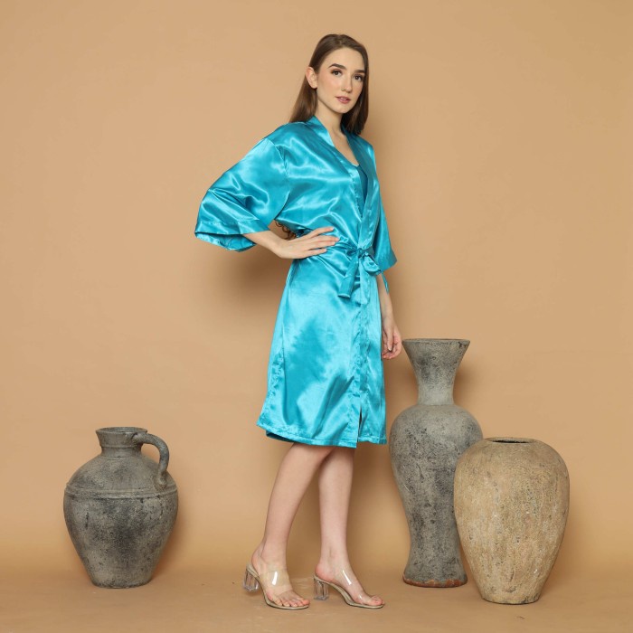 600624-Cynthia Kimono Set Satin Polos - Blue #98