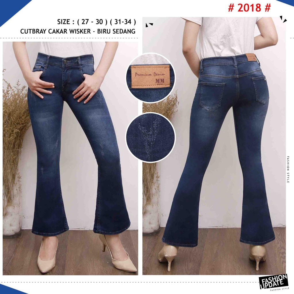 Celana Panjang Jeans Wanita Cutbray Cakar Whisker 27-30 31-34 Bisa Bayar Ditempat(COD)