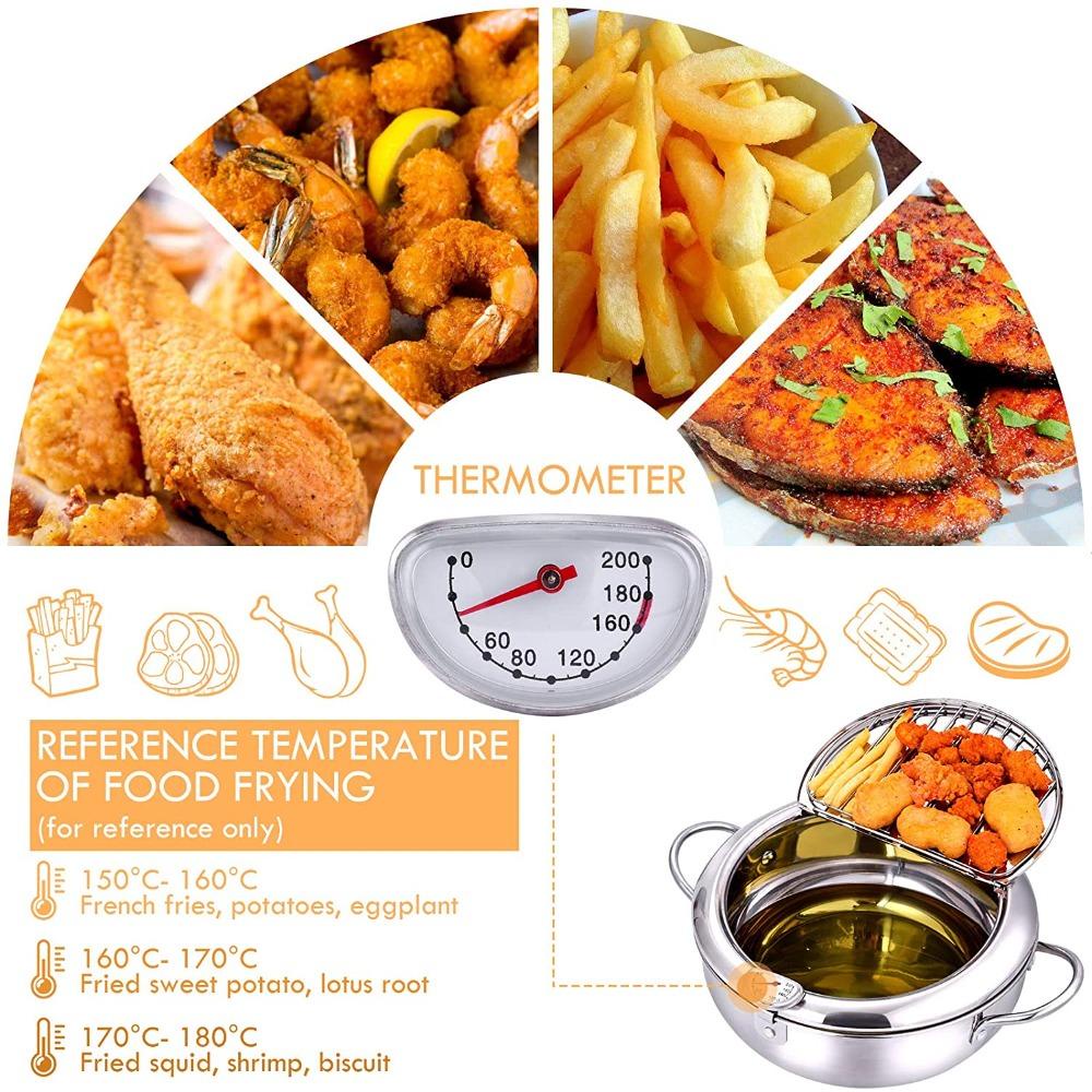 Panci Deep Frying Solighter20/24CM Jepang304Alat Masak Stainless Steel Alat Dapur Tempura Dapur