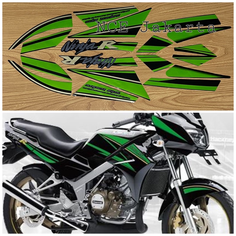 STIKER STRIPING MOTOR NINJA R 2015 SE SPECIAL EDITION HITAM LIS HIJAU