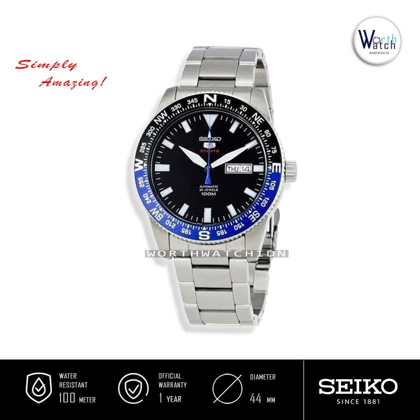 Jam Tangan Pria Otomatis Seiko 5 Sports Automatic Black Dial Stainless Steel Original SRP-659-K1