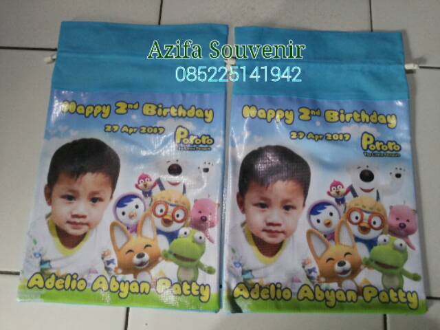 TAS TENTENG POUCHE FULL COLOR Souvenir Ulang Tahun / Ultah Anak-4