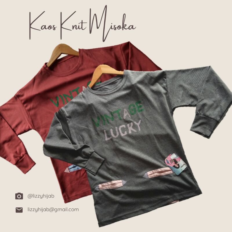 Kaos Knit Lengan Panjang / Atasan Kaos Pocket Premium Misoka Ori