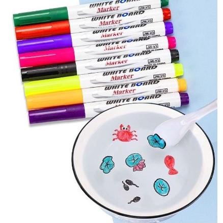 

(F5D7) ☆ (1set isi 12spidol + sendok) Spidol Ajaib Air Warna Warni - Spidol Air Apung - Magic Marker White Board //Jual@produk