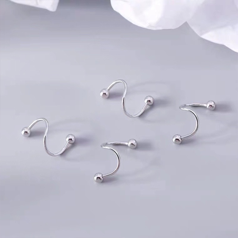 1 Pasang Anting-Anting Sederhana Baru Kepribadian Wanita Minoritas Double Spiral Ear Studs Sri