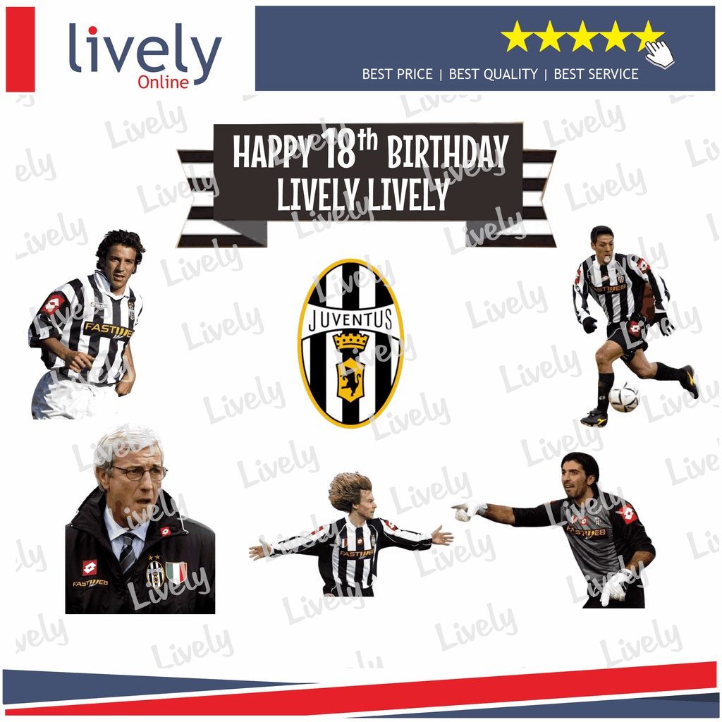 CUSTOM NAMA CAKE TOPPER KARAKTER BOLA JUVENTUS HIASAN KUE ULANG TAHUN HAPPY BIRTHDAY