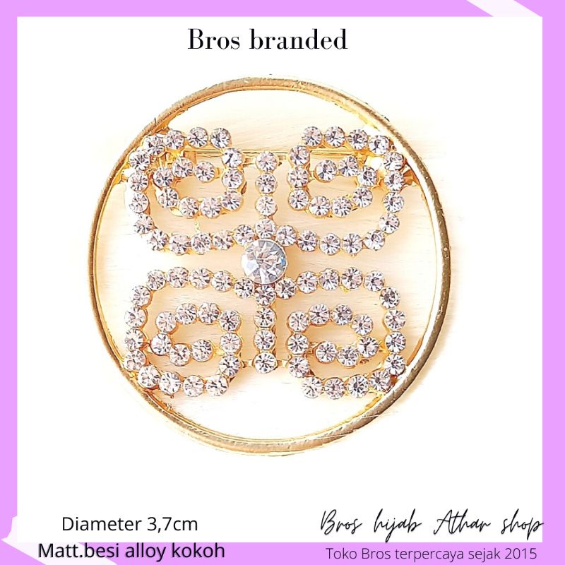 Bros B/bross signature branded /brooch button/Bros hijab buttonscarves Athar shop scarves murah-Restu mata gold