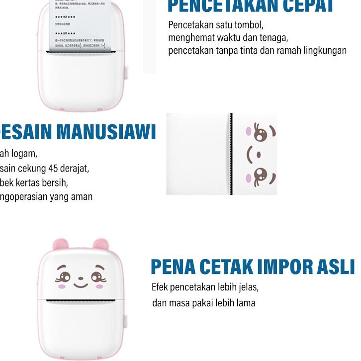 

9.9 MALL 【Pengiriman cepat】 mini printer/printer bluetooth/printer thermal panda/ Label Memo Receipt Paper THERMAL (USB+BLUETOOTH) murah