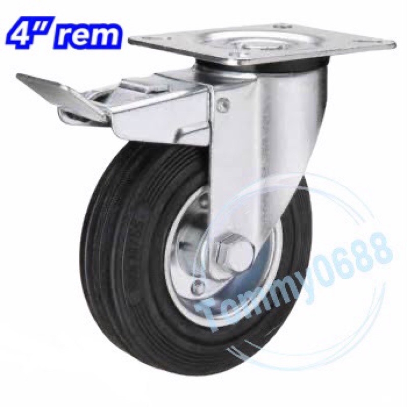 RODA KARET REM 4” HIDUP RODA TROLLEY RODA ETALASE 100MM RODA TROLI REM