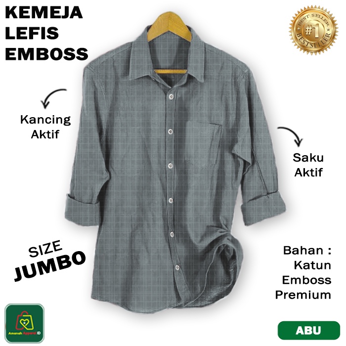 Kemeja Pria Lengan Panjang LEFIS JUMBO Katun EMBOSS Size M - XXL / 26940 26942 26944 26946